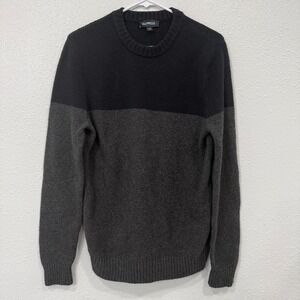 Express Men Colorblock Crewneck Sweater Black Charcoal Gray‎ Size M